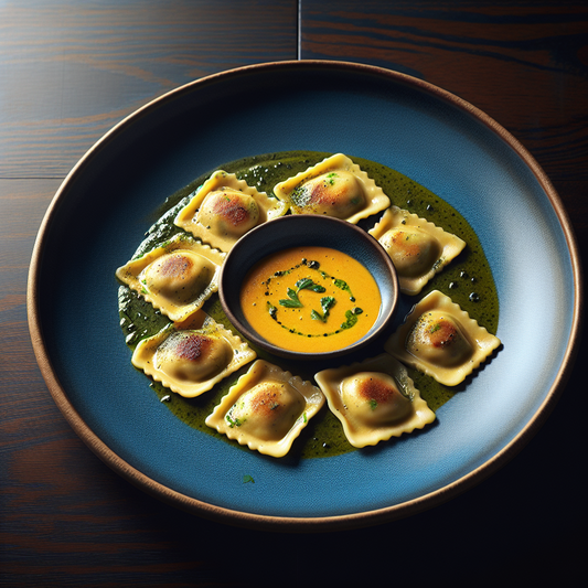 Raviolis aux langoustines & bisque maison